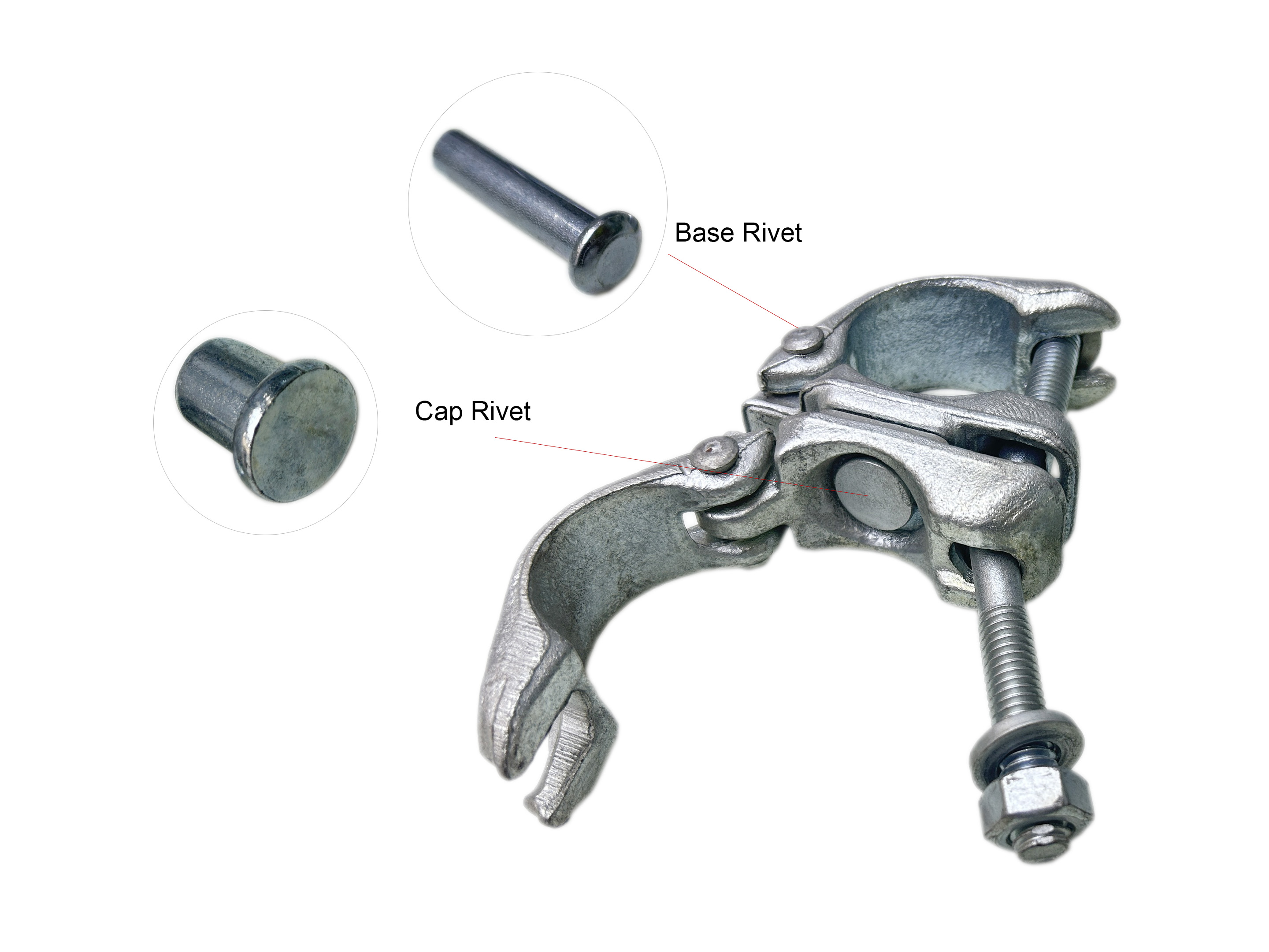 swivel coupler cap rivet