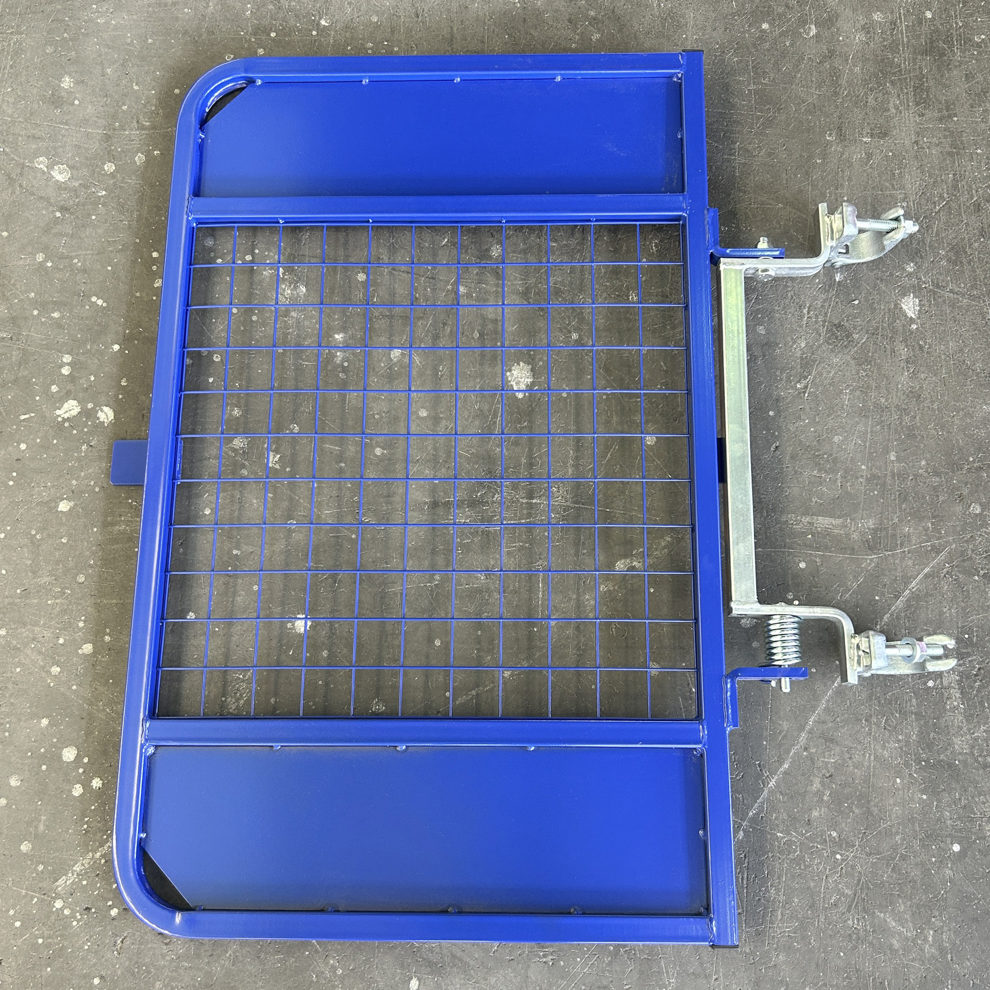 blue scaffolding gate